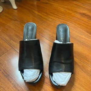 The Lulus Etain Black Platform Slide Sandals